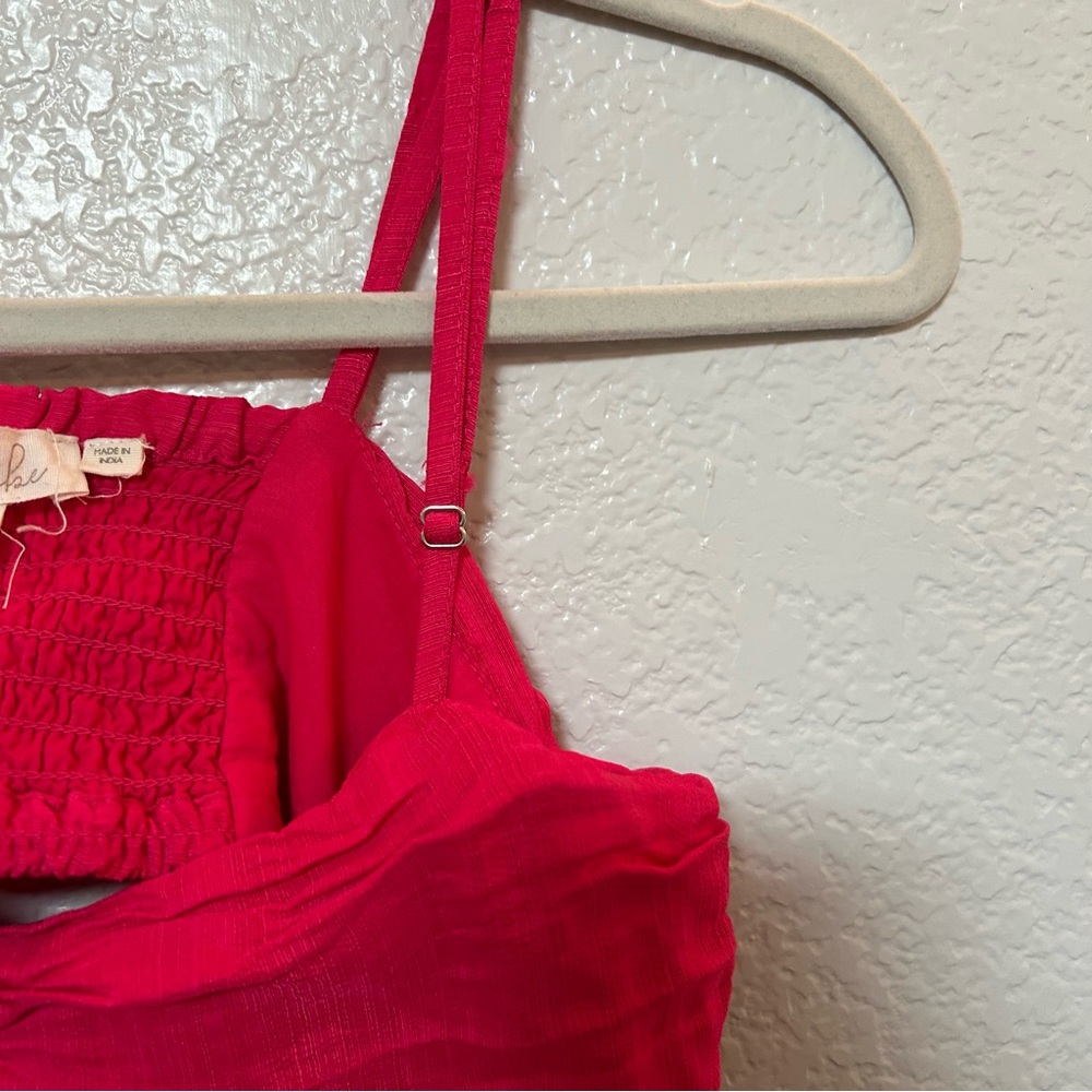 Anthropologie Let Me Be Cutout Tiered Maxi Dress Hot Pink XSP - Picture 10 of 16